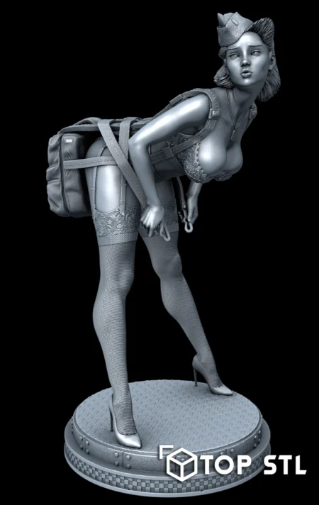 Female Paratrooper Girl Soldier 3D Print STL Model