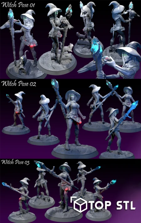 Witches Miniatures 3D Print STL Model