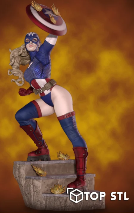 Female Captain America STL 3D Print Model